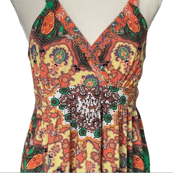 INC International Concepts Orange/Green/Yellow Printed Summer Dress Sz M - Picture 5 of 14